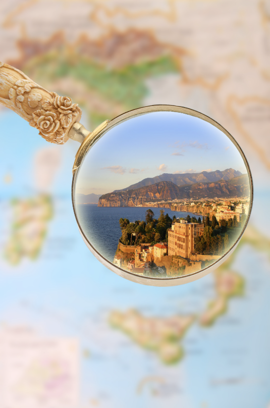 Magnifying glass on Sorrento, Italy