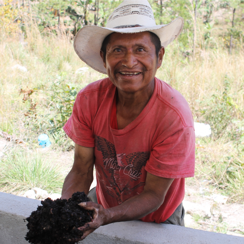 Coffee Farmer holding soil Coffee Farmer holding soil