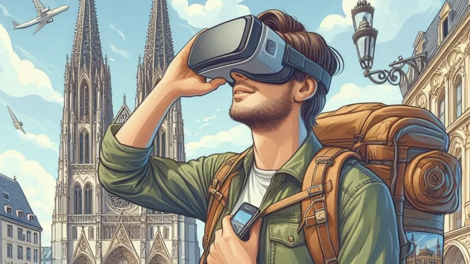 Someone wearing a VR headset