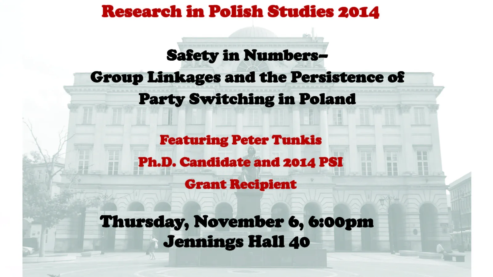 Flier for polish studies presentation. Info on flier in description below.