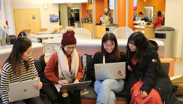 Students at the Crane Cafe