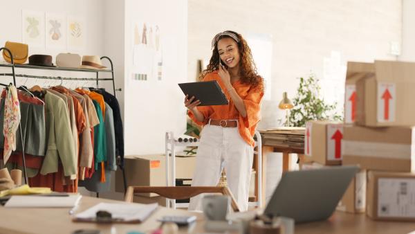 A woman preparing sales