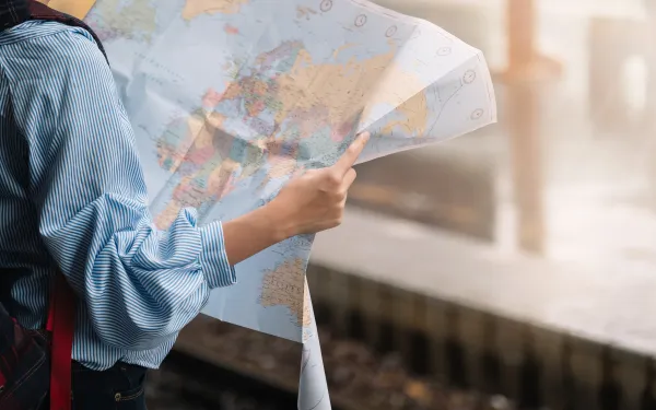 A woman reading a map