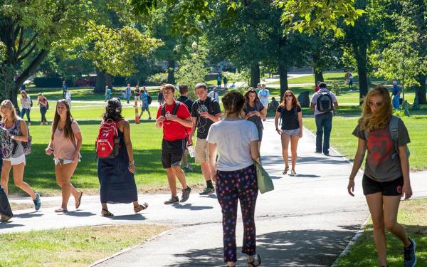 Students walking on the Ohio State Oval