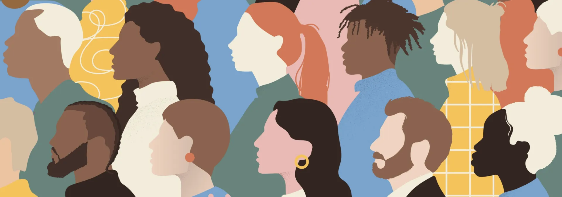 Silhouettes of a diverse group of people