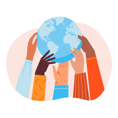 Hands holding the world