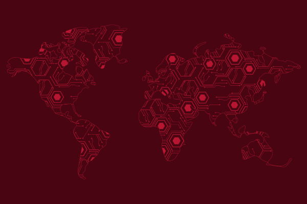 A technological-looking world map