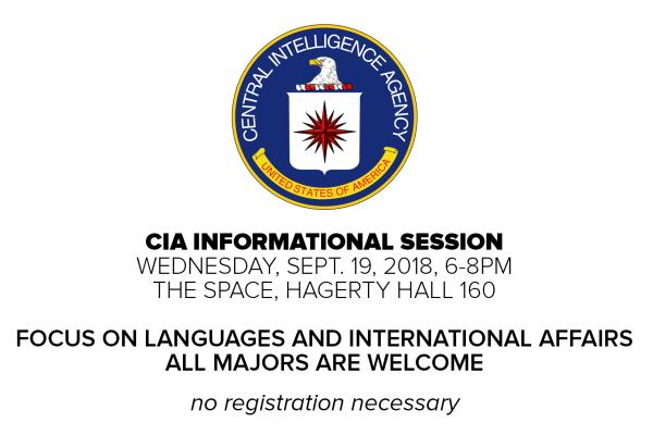 CIA Information Session Picture of the flyer for the CIA information session